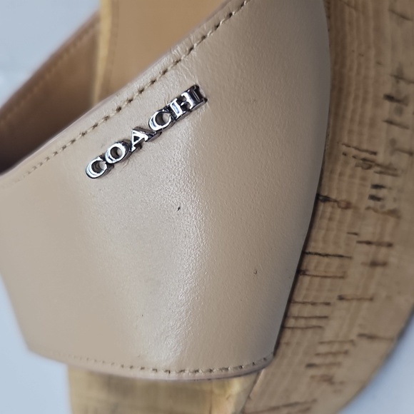 Coach Becka Tan Leather Platform Beachwood Cork Wedge Sandals Sz 7 - Picture 12 of 12